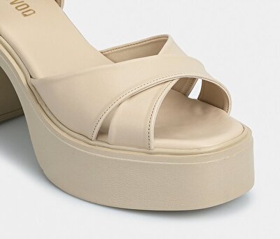 Provoq Bej Kadın Topuklu Sandalet