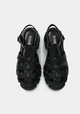 Provoq Siyah Kadın Topuklu Sandalet