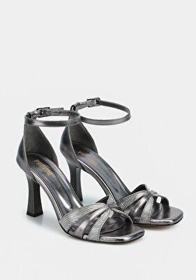 Provoq Platin Kadın Topuklu Sandalet