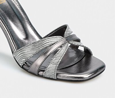 Provoq Platin Kadın Topuklu Sandalet