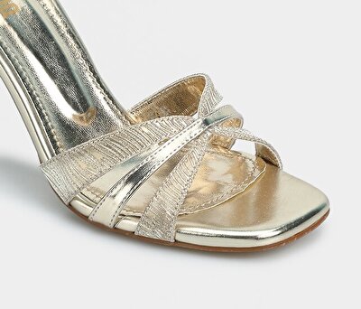 Provoq Altın Kadın Topuklu Sandalet