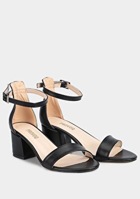 Provoq Siyah Kadın Topuklu Sandalet