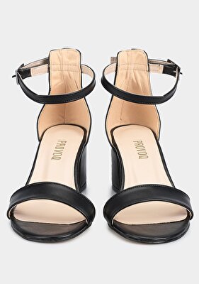 Provoq Siyah Kadın Topuklu Sandalet