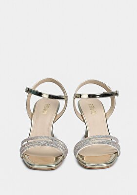 Provoq Altın Kadın Topuklu Sandalet