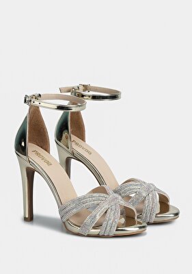 Provoq Altın Kadın Topuklu Sandalet