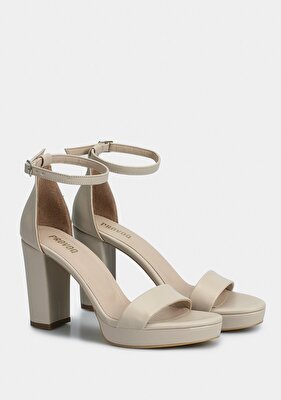 Provoq Bej Kadın Topuklu Sandalet