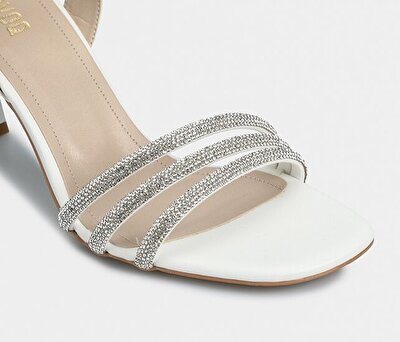 Provoq Beyaz Kadın Topuklu Sandalet