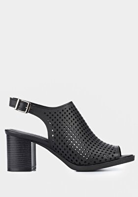 Provoq Siyah Kadın Topuklu Sandalet