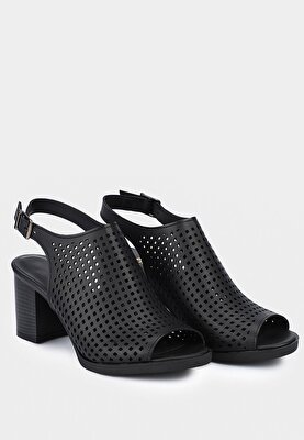 Provoq Siyah Kadın Topuklu Sandalet