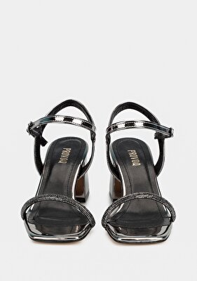 Provoq Platin Kadın Topuklu Sandalet