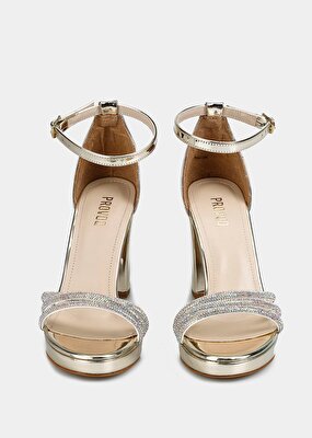 Provoq Altın Kadın Topuklu Sandalet