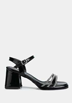 Provoq Siyah Kadın Topuklu Sandalet