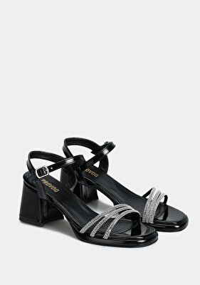 Provoq Siyah Kadın Topuklu Sandalet