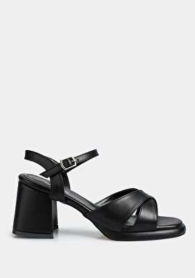 Provoq Siyah Kadın Topuklu Sandalet
