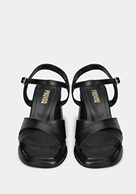 Provoq Siyah Kadın Topuklu Sandalet