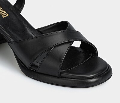 Provoq Siyah Kadın Topuklu Sandalet