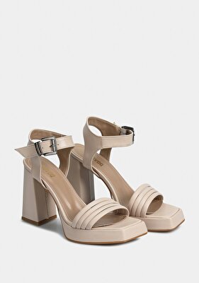 Provoq Bej Kadın Topuklu Sandalet
