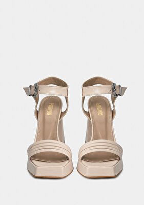 Provoq Bej Kadın Topuklu Sandalet