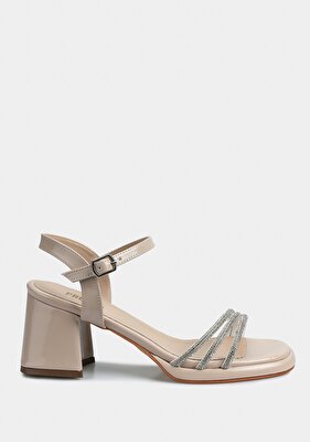 Provoq Bej Kadın Topuklu Sandalet