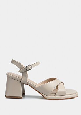 Provoq Bej Kadın Topuklu Sandalet