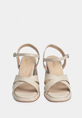 Provoq Bej Kadın Topuklu Sandalet