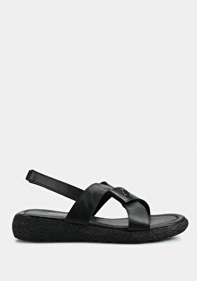 Eclipse Siyah Kadın Düz Sandalet
