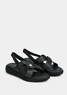 Eclipse Siyah Kadın Düz Sandalet