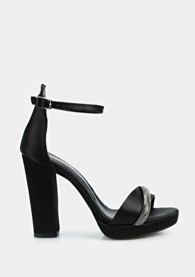 Provoq Siyah Kadın Topuklu Sandalet