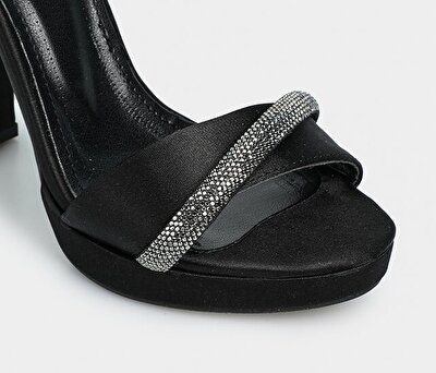 Provoq Siyah Kadın Topuklu Sandalet