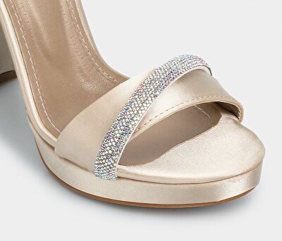 Provoq Bej Kadın Topuklu Sandalet