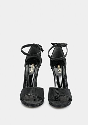 Provoq Siyah Kadın Topuklu Sandalet