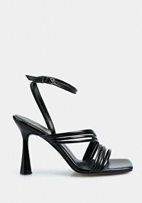 Provoq Siyah Kadın Topuklu Sandalet