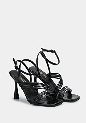 Provoq Siyah Kadın Topuklu Sandalet