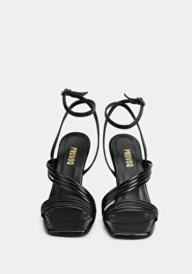 Provoq Siyah Kadın Topuklu Sandalet