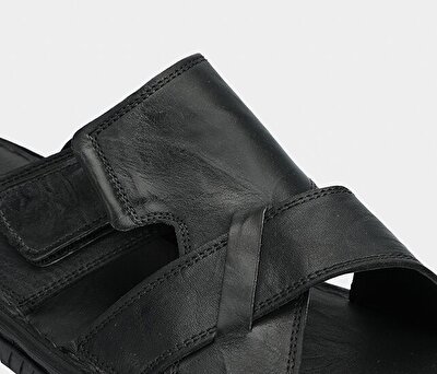 Eclipse Siyah Deri Erkek Konfor Terlik