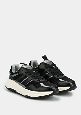 LUFIAN EDUARD Siyah Deri Erkek Sneaker