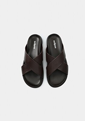 Eclipse Kahve Deri Erkek Konfor Terlik