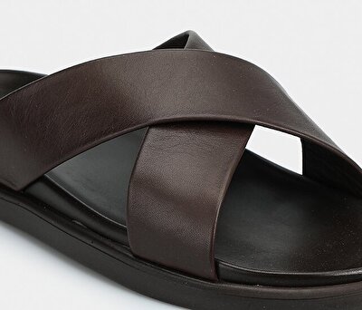 Eclipse Kahve Deri Erkek Konfor Terlik