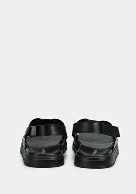 Eclipse Siyah Deri Erkek Konfor Sandalet