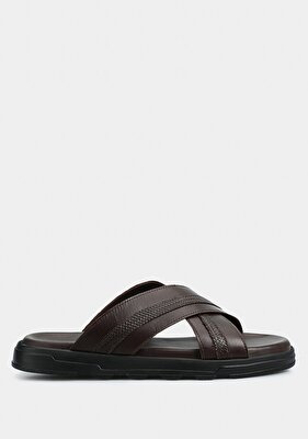 Eclipse Kahve Deri Erkek Konfor Terlik