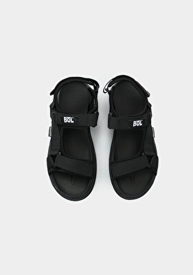 Bulldozer Siyah Erkek Düz Sandalet