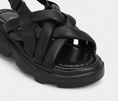 Kiddo Siyah Kız Çocuk Düz Sandalet