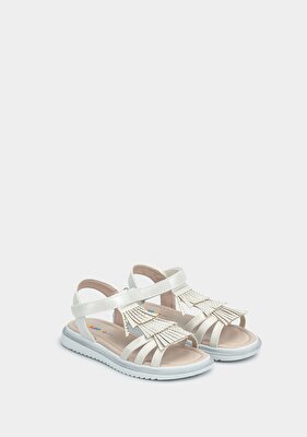 Kiddo Sedef Beyaz Kız Çocuk Düz Sandalet