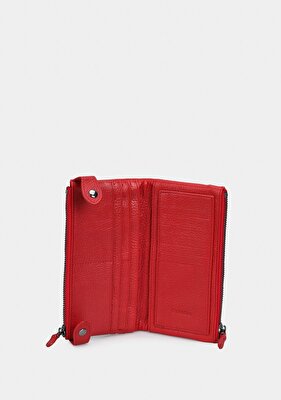 Carrera Kırmızı  Carrera 004 Çift Fermuarlı Flother Cüzdan Kırmızı