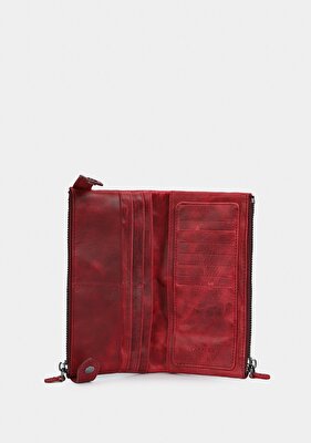 Carrera Bordo  Carrera 004 Çift Fermuarlı Crazy Cüzdan Bordo