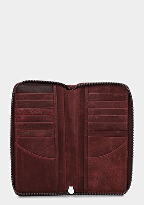 Carrera Bordo  Carrera CAR006 Bordo Hakiki Deri Cüzdan