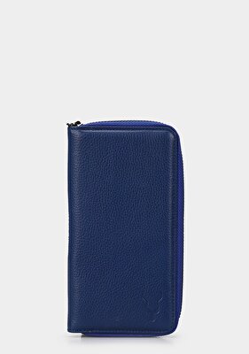 Carrera Mavi  Carrera CAR006 Mavi Hakiki Deri Cüzdan