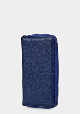 Carrera Mavi  Carrera CAR006 Mavi Hakiki Deri Cüzdan