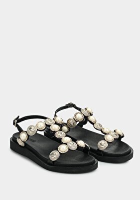 Provoq Siyah Kadın Düz Sandalet