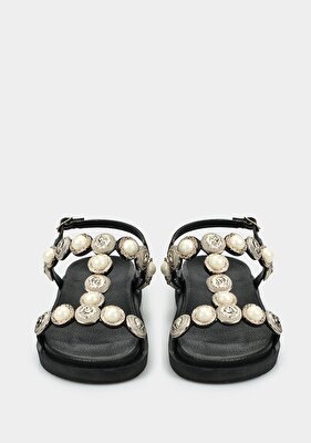 Provoq Siyah Kadın Düz Sandalet